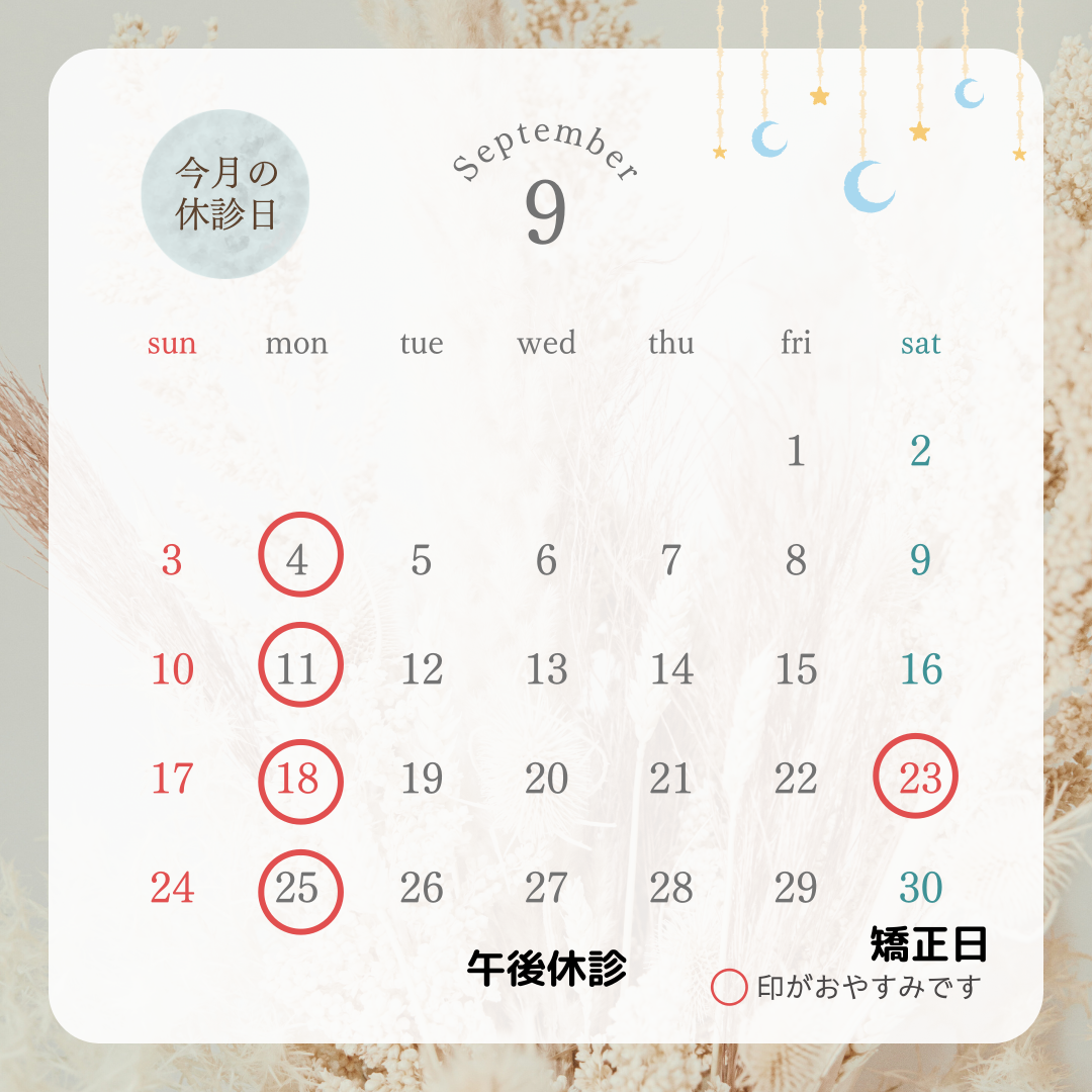 9月のスケジュール